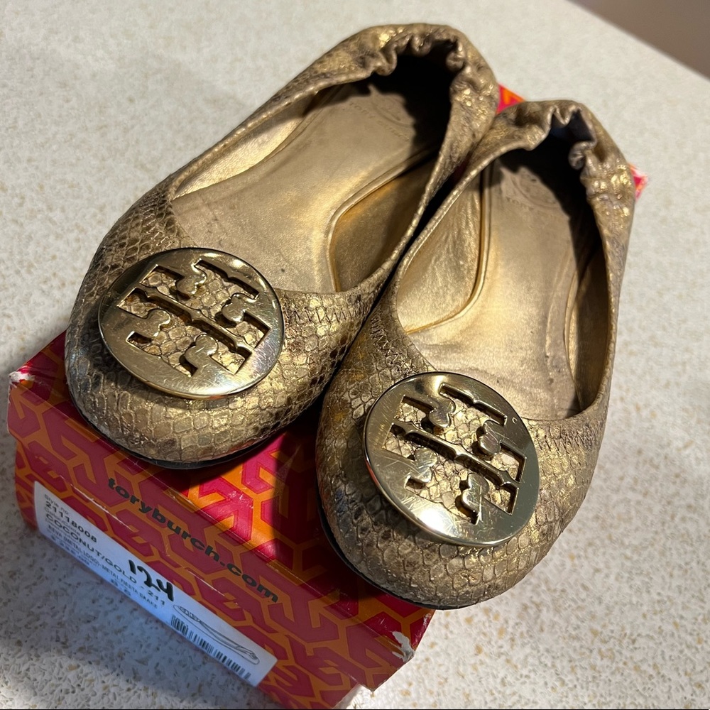 Tory Burch Reva (metal fiesta snake print) flat